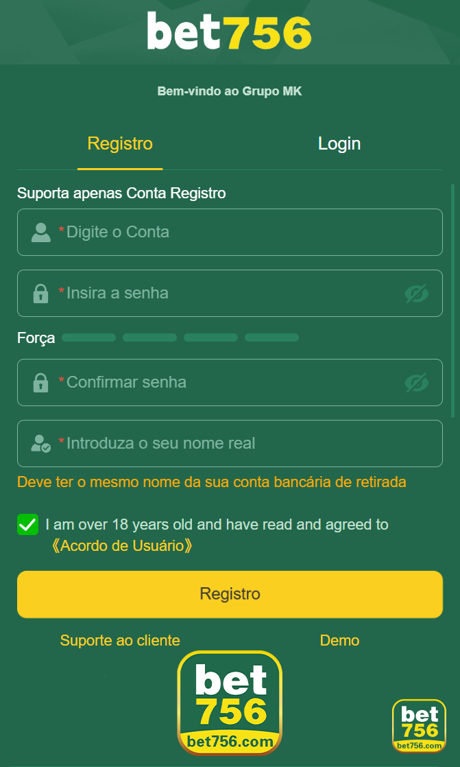 Cadastro rápido e seguro na bet756.com